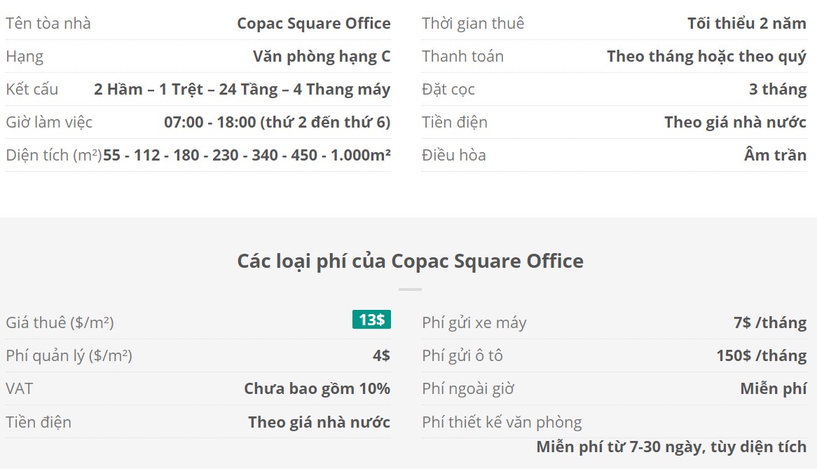 Danh sách khách thuê văn phòng tại tòa nhà Copac Square Office, Quận 4