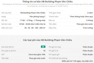 Danh sách khách thuê văn phòng tại tòa nhà HB Building Phạm Văn Chiêu, Quận Gò Vấp