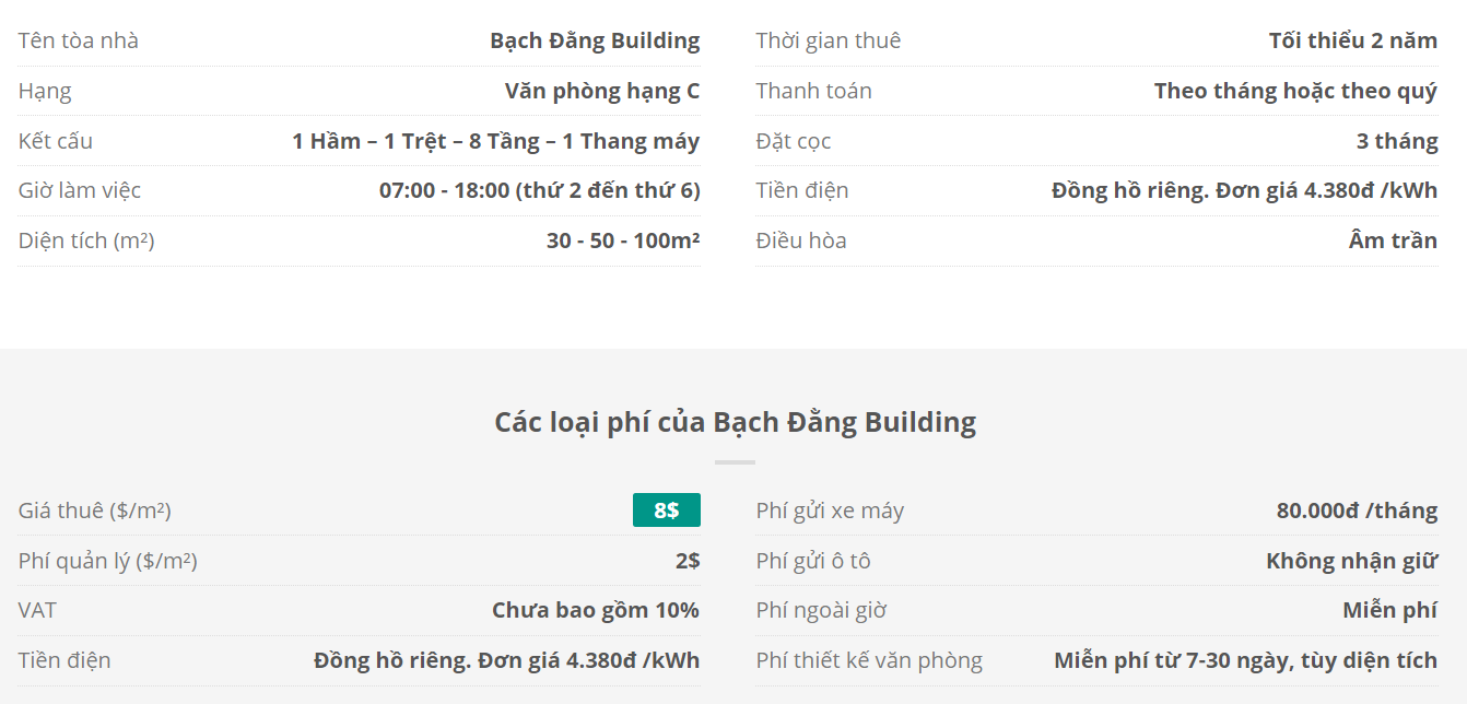 Danh sách khách thuê văn phòng tại tòa nhà Bạch Đằng Building, Quận Tân Bình