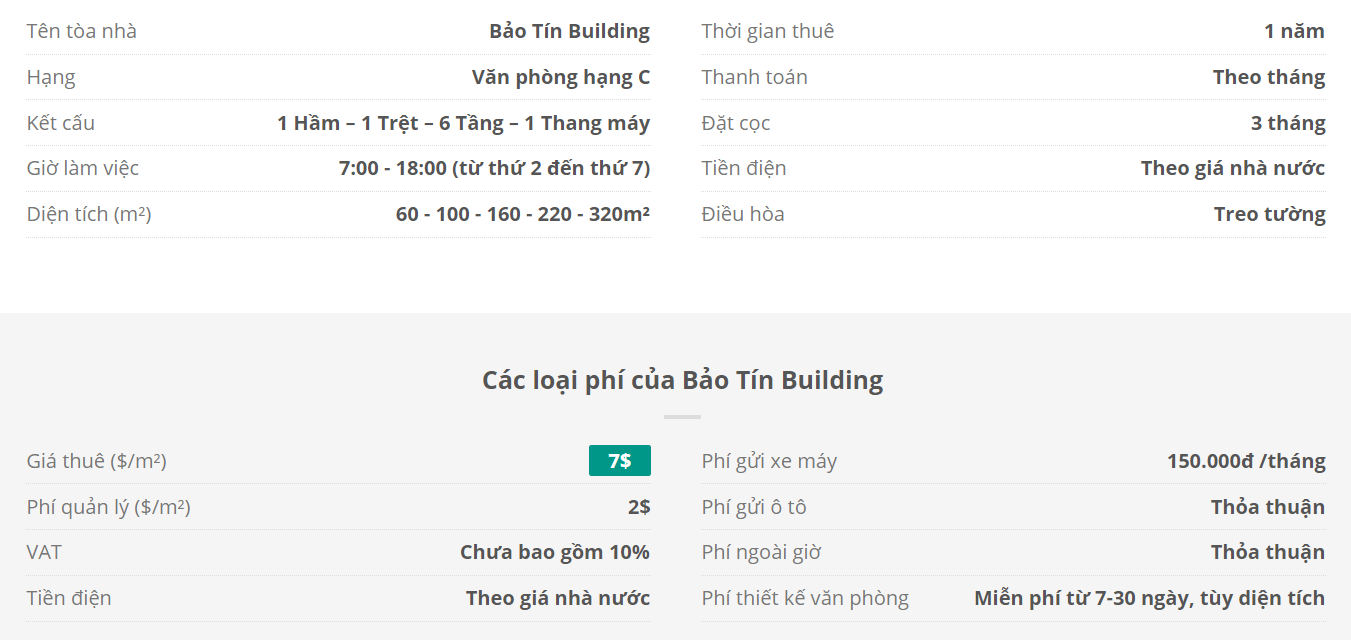 Danh sách khách thuê văn phòng tại tòa nhà Bảo Tín Building, Quận Tân Bình