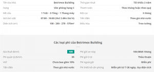 Danh sách khách thuê văn phòng tại tòa nhà Betrimex Building, Quận Tân Bình