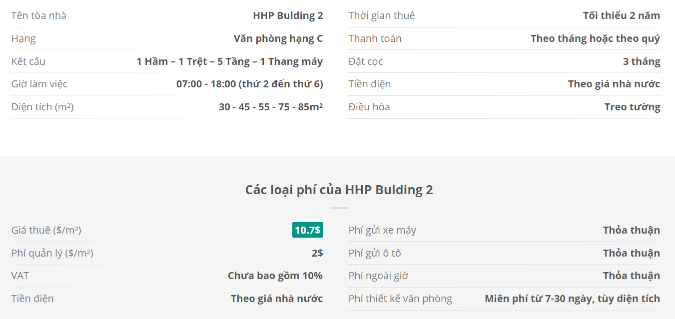 Danh sách khách thuê văn phòng tại tòa nhà HHP Building 2, Quận Tân Bình
