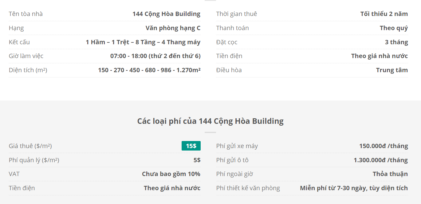 Danh sách khách thuê văn phòng tại tòa nhà 144 Cộng Hòa Building, Quận Tân Bình
