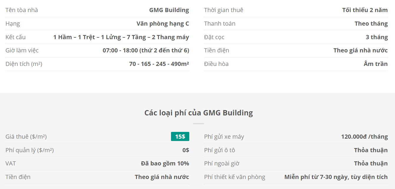 Danh sách khách thuê văn phòng tại tòa nhà GMG Building, Quận Tân Bình
