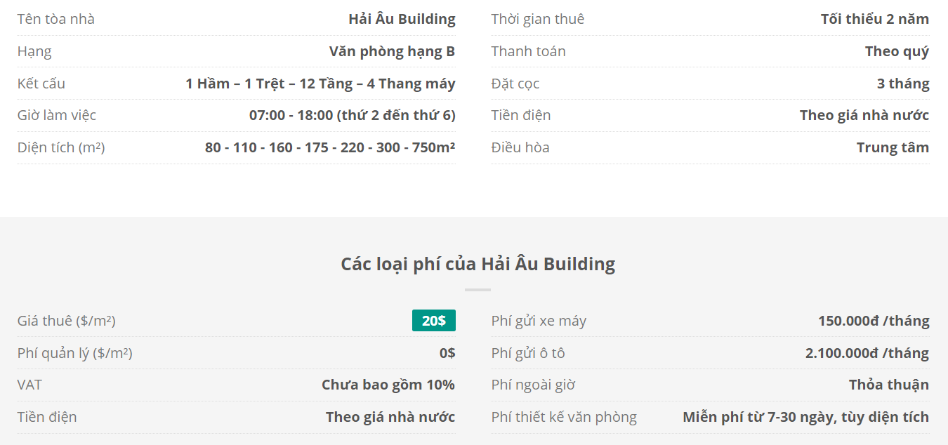 Danh sách khách thuê văn phòng tại tòa nhà Hải Âu Building, Quận Tân Bình