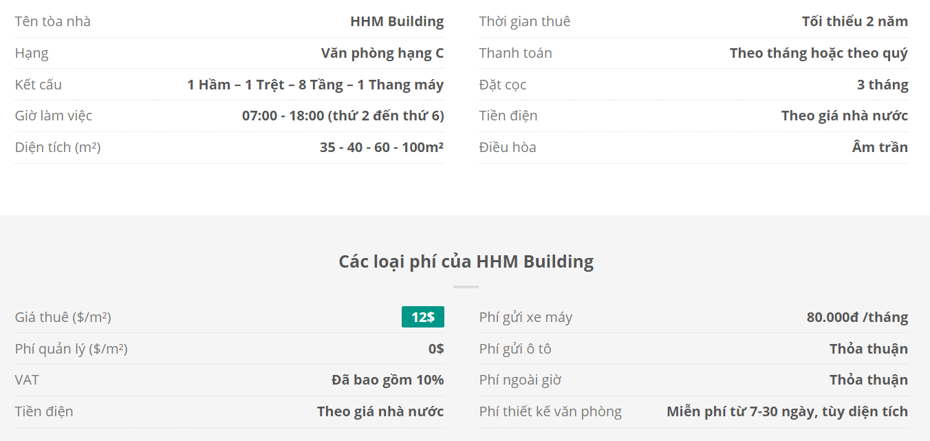 Danh sách khách thuê văn phòng tại tòa nhà HHM Building, Quận Tân Bình