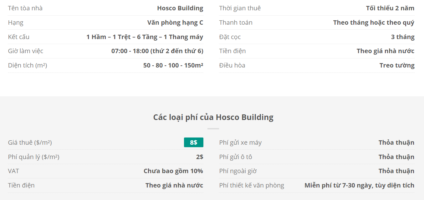 Danh sách khách thuê văn phòng tại tòa nhà Hosco Building, Quận Tân Bình