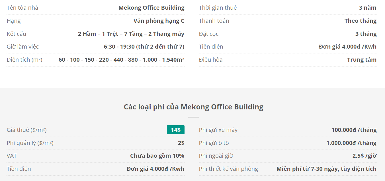 Danh sách khách thuê văn phòng tại tòa nhà Mekong Office Building, Quận Tân Bình