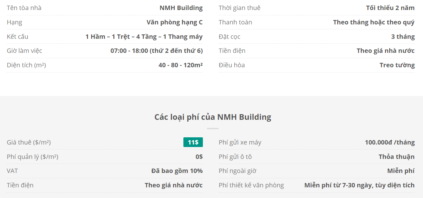 Danh sách khách thuê văn phòng tại tòa nhà NMH Building, Quận Tân Bình