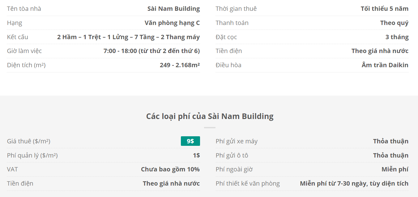 Danh sách khách thuê văn phòng tại tòa nhà Sài Nam Building, Quận Tân Bình