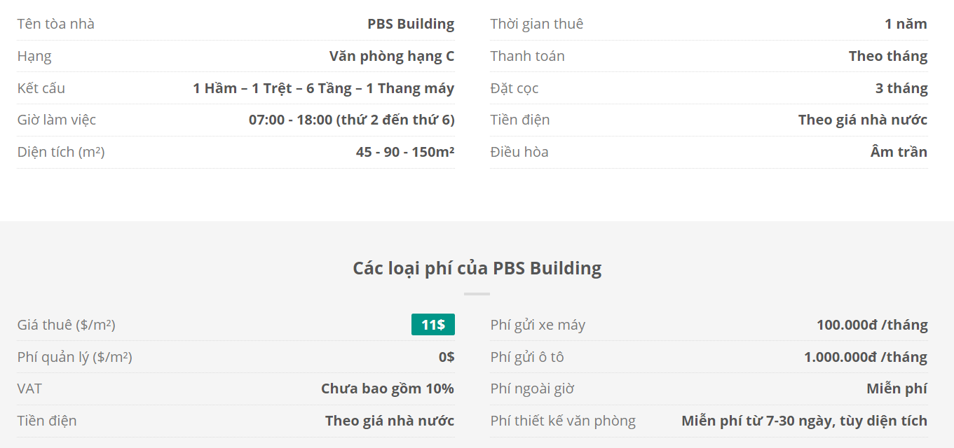 Danh sách khách thuê văn phòng tại tòa nhà PBS Building, Quận Tân Bình