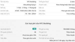 Danh sách khách thuê văn phòng tại tòa nhà HTC Building, Quận Bình Thạnh