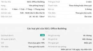 Danh sách khách thuê văn phòng tại tòa nhà SGCL Office Building, Quận Bình Thạnh