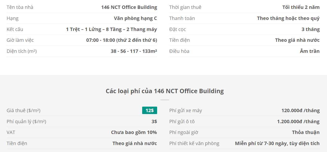Danh sách khách thuê văn phòng tại tòa nhà 146 NCT Office Building, Quận 1
