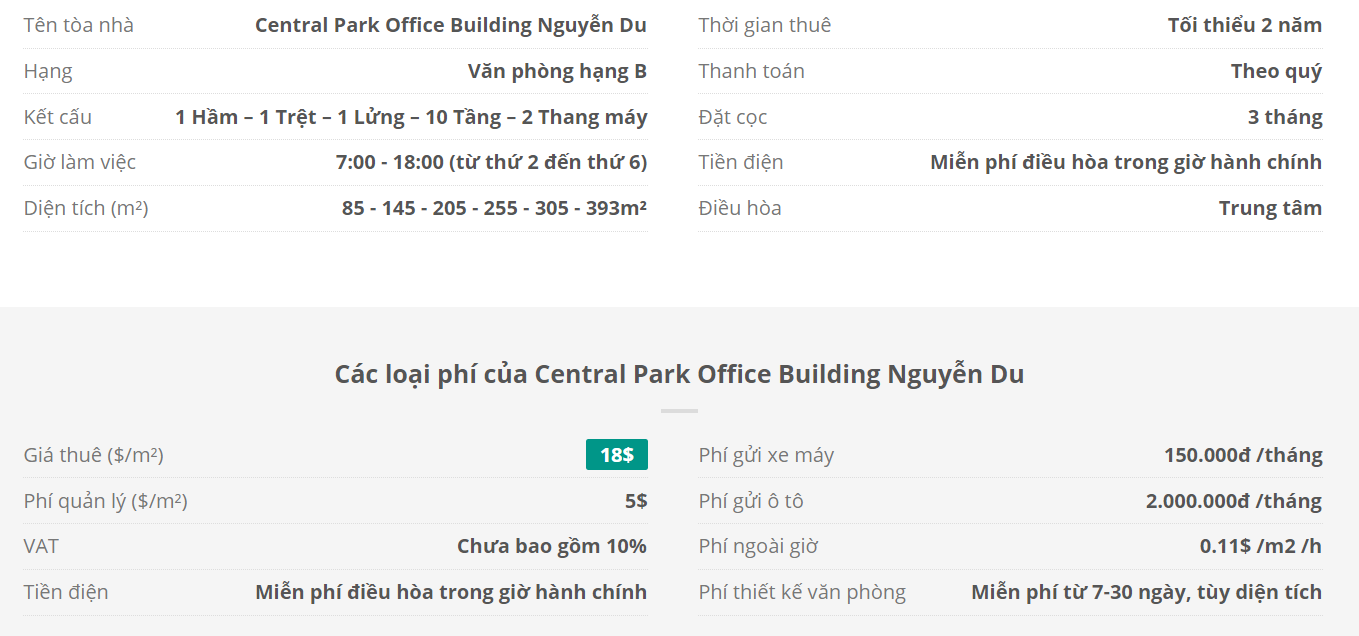 Danh sách khách thuê văn phòng tại tòa nhà Central Park Office Building Nguyễn Du, Quận 1