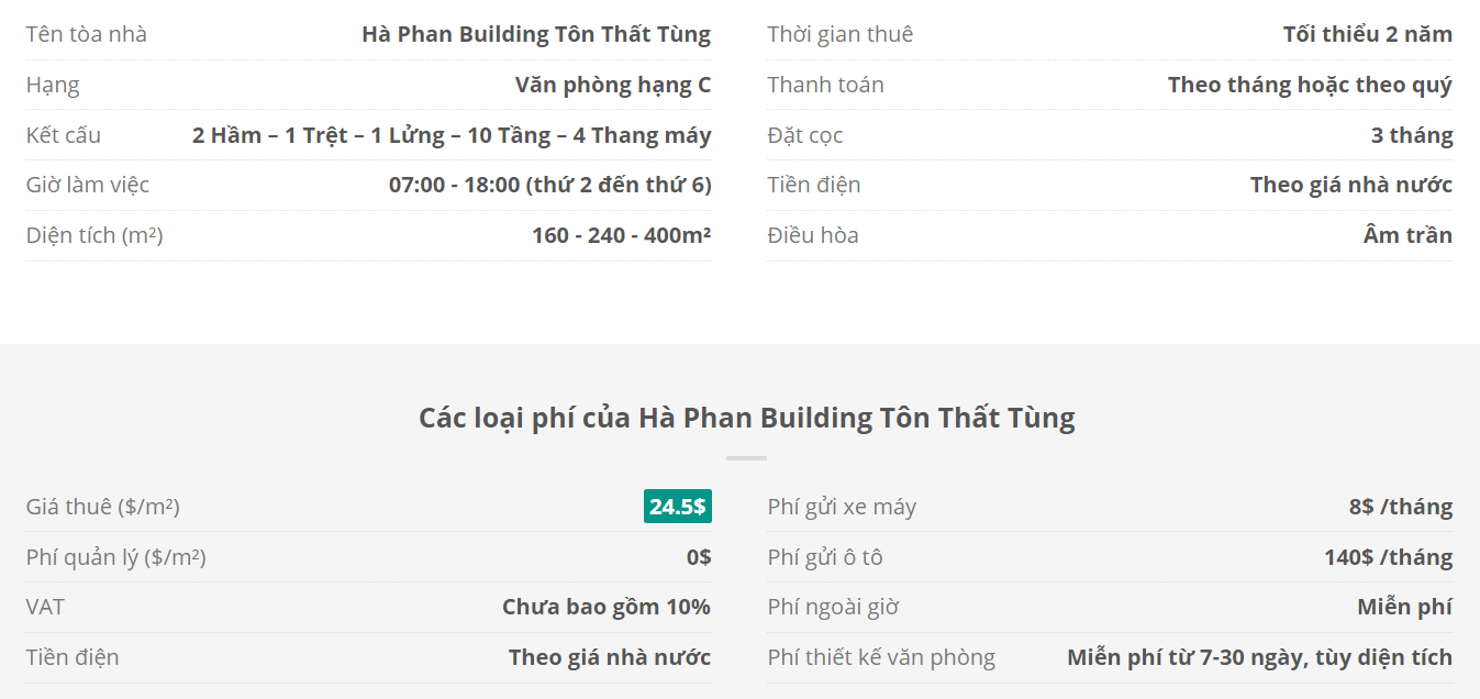 Danh sách khách thuê văn phòng tại tòa nhà Hà Phan Building Tôn Thất Tùng, Quận 1