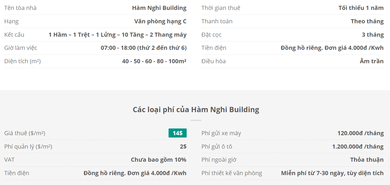 Danh sách khách thuê văn phòng tại tòa nhà Hàm Nghi Building, Hàm Nghi, Quận 1