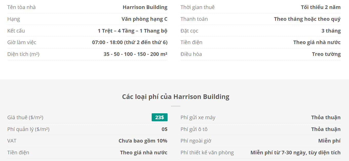 Danh sách khách thuê văn phòng tại tòa nhà Harrison Building, Hoàng Sa, Quận 1