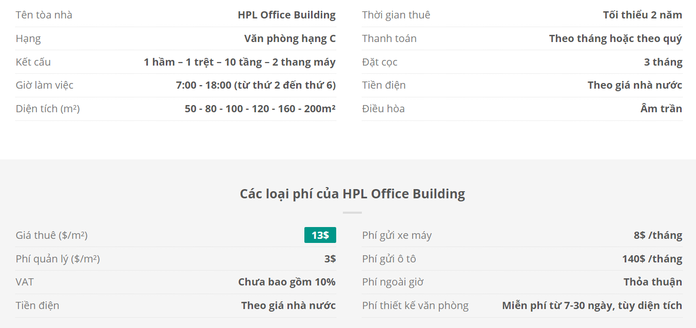 Danh sách khách thuê văn phòng tại tòa nhà HPL Office Building, Nguyễn Văn Thủ, Quận 1