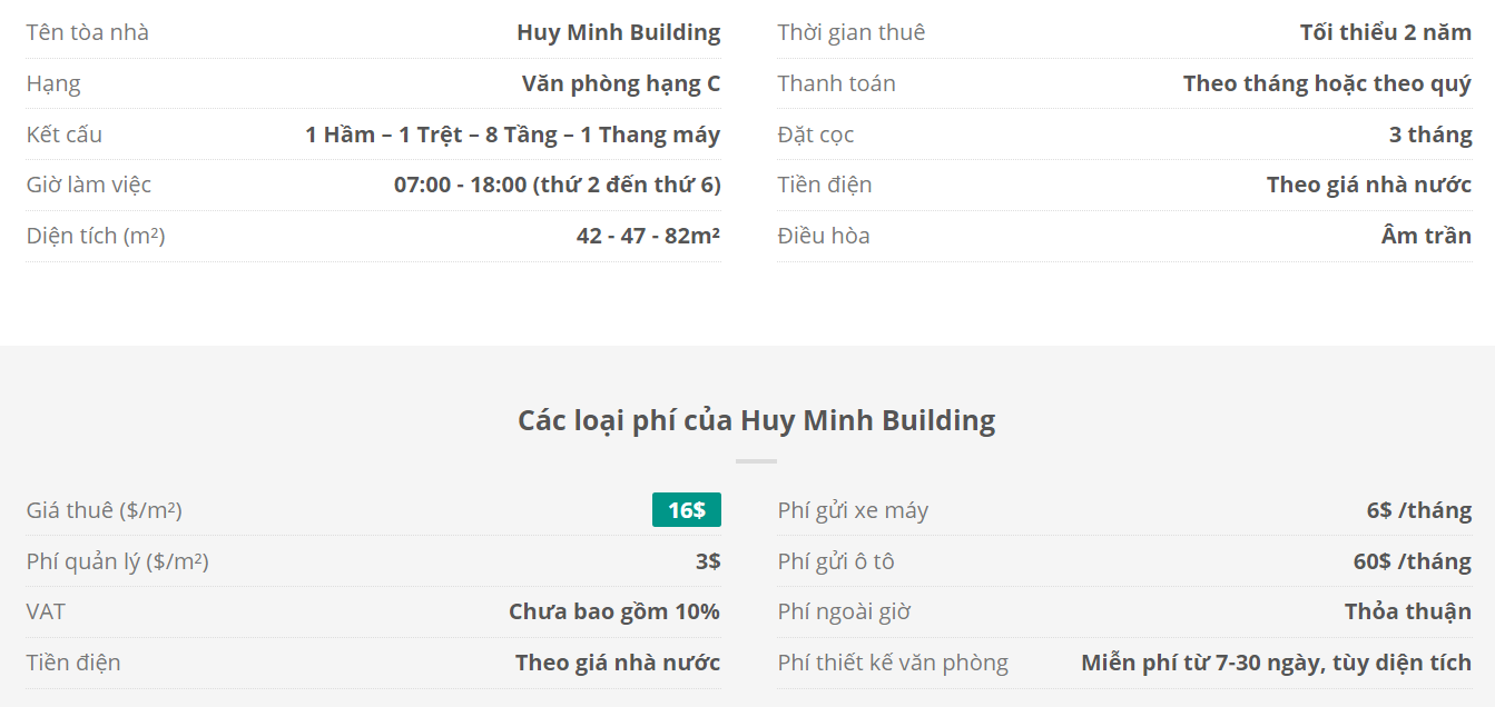 Danh sách khách thuê văn phòng tại tòa nhà Huy Minh Building, Lý Tự Trọng, Quận 1