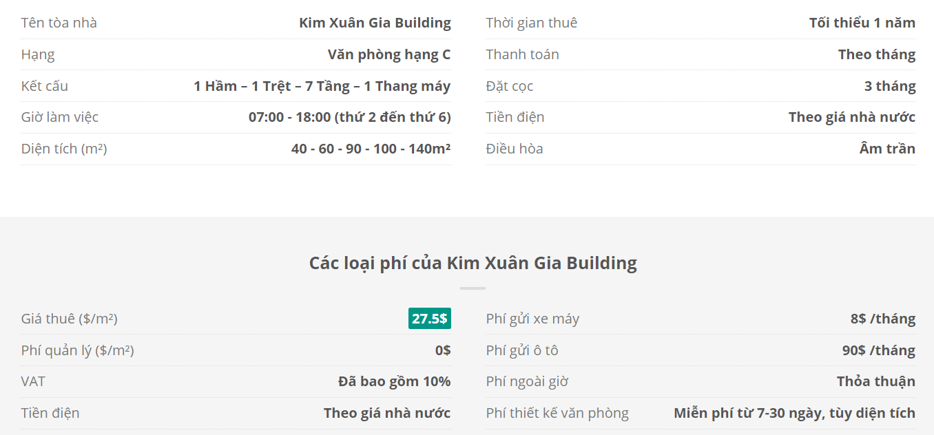 Danh sách khách thuê văn phòng tại tòa nhà Kim Xuân Gia Building, Hồ Tùng Mậu, Quận 1