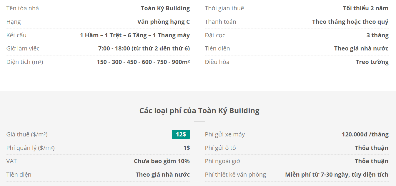 Danh sách khách thuê văn phòng tại tòa nhà Toàn Ký Building, Quận Tân Bình