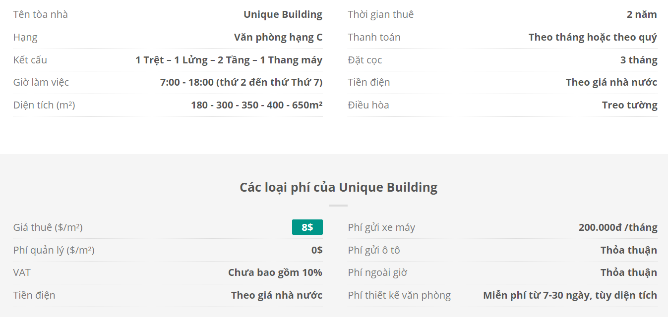 Danh sách khách thuê văn phòng tại tòa nhà Unique Building, Quận Tân Bình