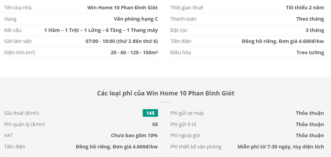 Danh sách khách thuê văn phòng tại tòa nhà Win Home 10 Phan Đình Giót, Quận Tân Bình