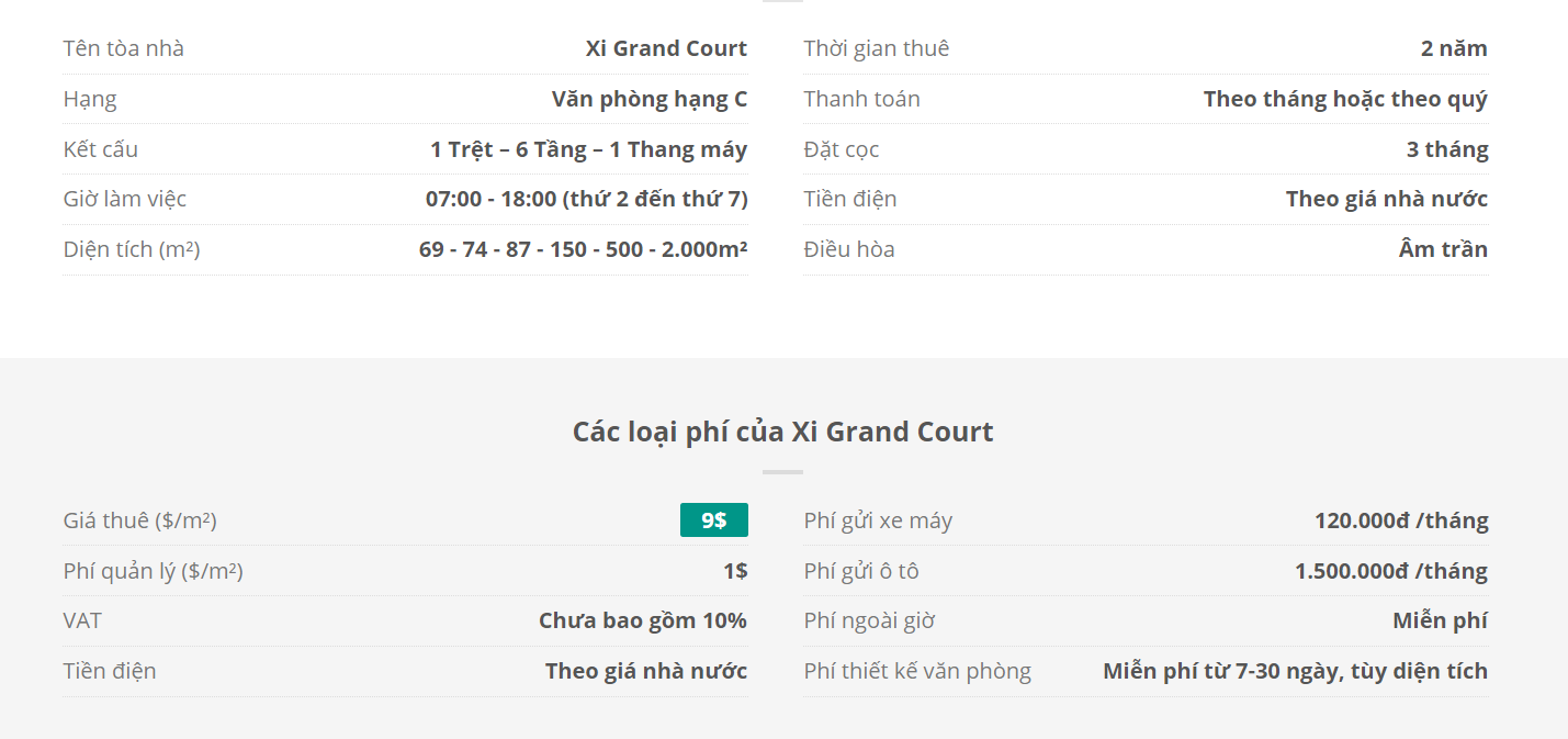 Danh sách khách thuê văn phòng tại tòa nhà Xi Grand Court, Quận 10