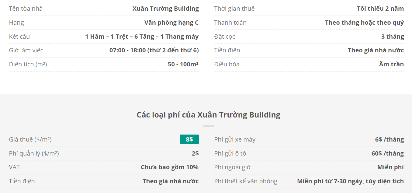 Danh sách khách thuê văn phòng tại tòa nhà Xuân Trường Building, Quận Tân Bình