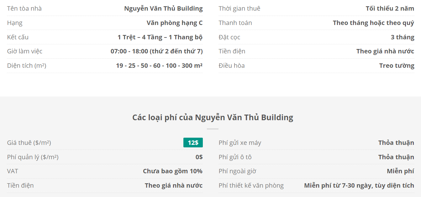 Danh sách khách thuê văn phòng tại tòa nhà Nguyễn Văn Thủ Building, Nguyễn Văn Thủ, Quận 1