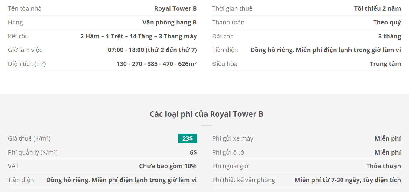 Danh sách khách thuê văn phòng tại tòa nhà Royal Tower B, Nguyễn Văn Cừ, Quận 1