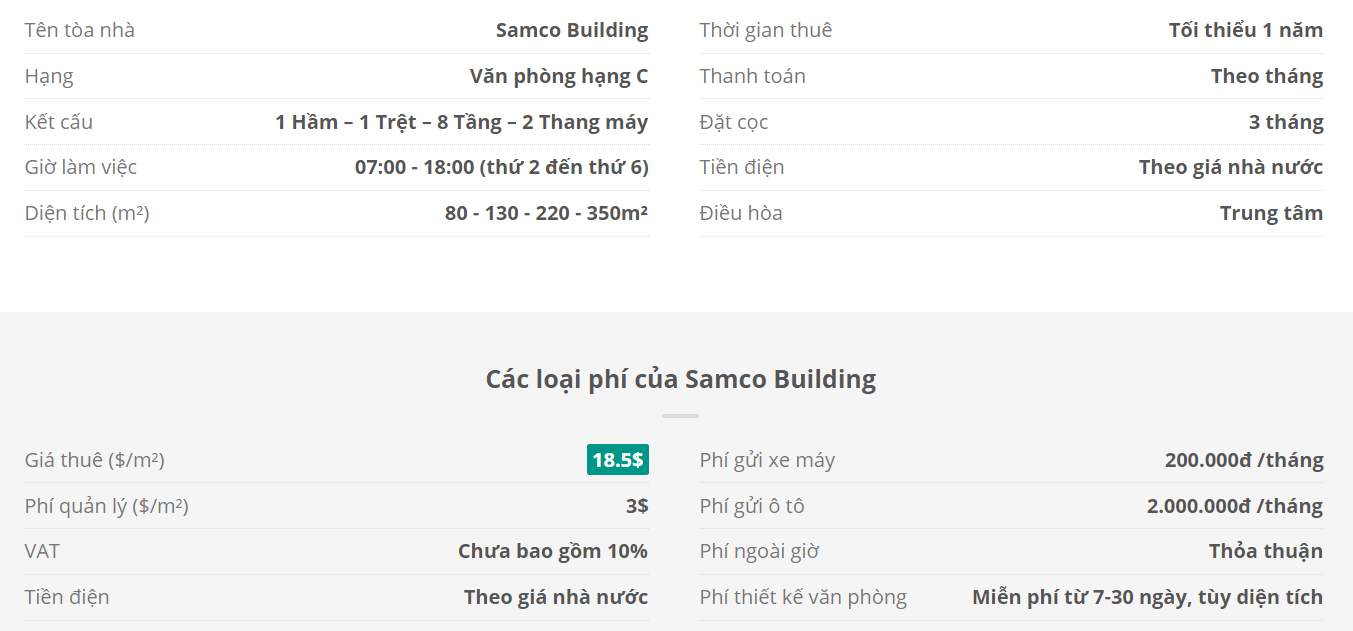 Danh sách khách thuê văn phòng tại tòa nhà Samco Building, Võ Văn Kiệt, Quận 1