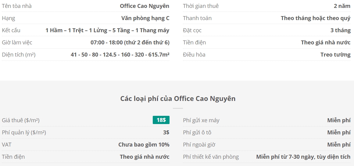 Danh sách khách thuê văn phòng tại tòa nhà Office Cao Nguyên, Quận Bình Thạnh