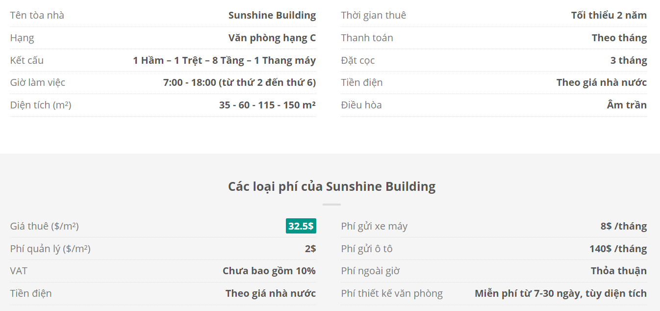 Danh sách khách thuê văn phòng tại tòa nhà Sunshine Building, Nguyễn Văn Cừ, Quận 1
