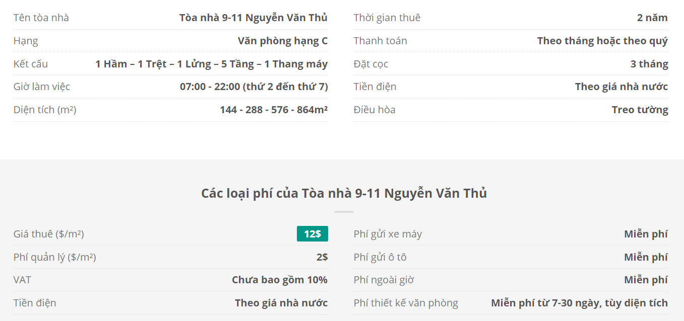 Danh sách khách thuê văn phòng tại tòa nhà 9-11 Nguyễn Văn Thủ, Quận 1
