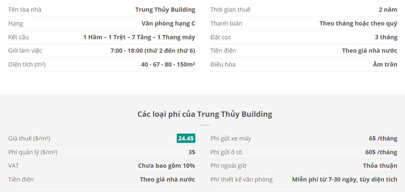 Danh sách khách thuê văn phòng tại tòa nhà Trung Thủy Building, Nguyễn Huệ, Quận 1