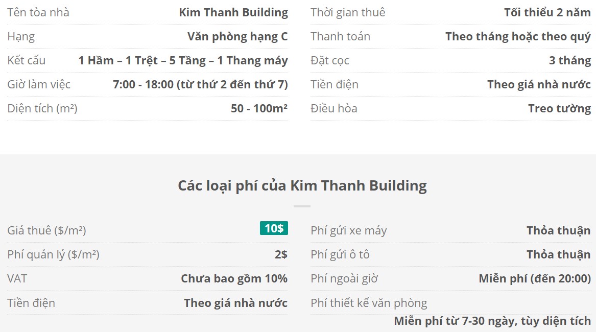 Danh sách khách thuê văn phòng tại tòa nhà Kim Thanh Building, Quận 2