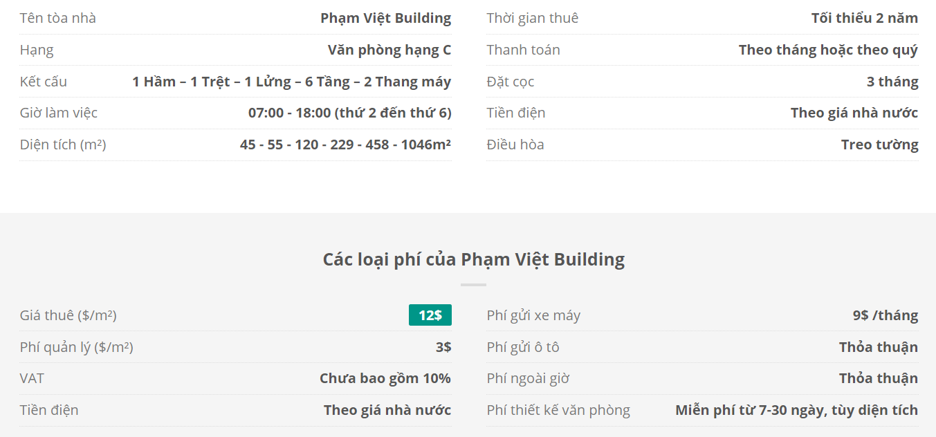 Danh sách khách thuê văn phòng tại tòa nhà Phạm Việt Building, Trương Định, Quận 3