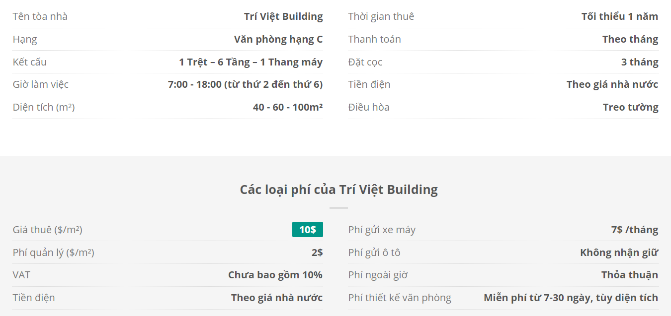 Danh sách khách thuê văn phòng tại tòa nhà  Trí Việt Building, Cao Thắng, Quận 3