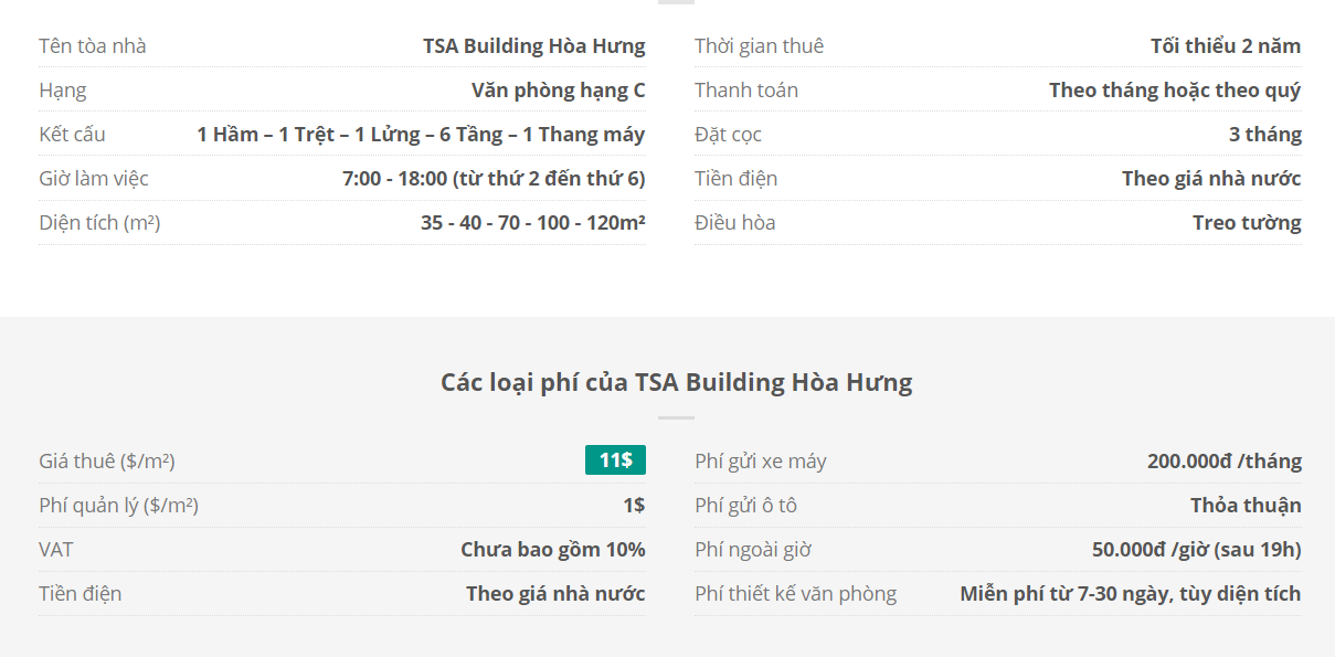 Danh sách khách thuê văn phòng tại tòa nhà  TSA Building Hòa Hưng, Quận 10