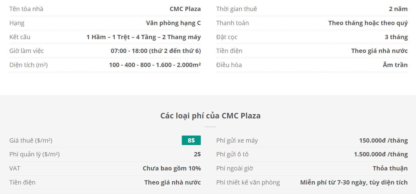 Danh sách khách thuê văn phòng tại tòa nhà CMC Plaza, Lý Thường Kiệt, Quận Tân Bình