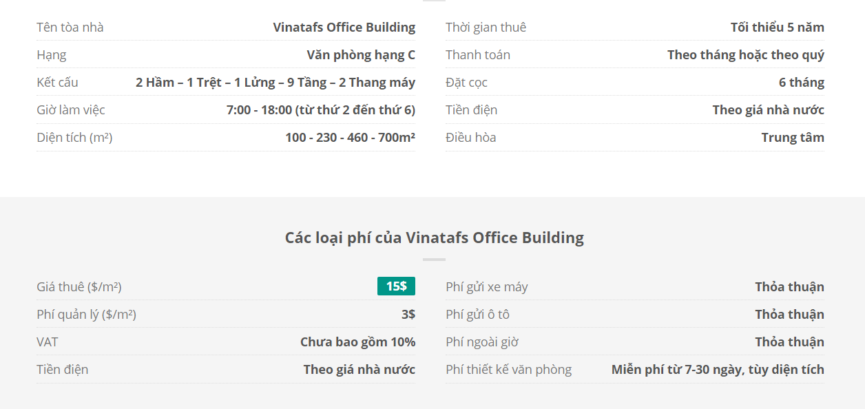 Danh sách khách thuê văn phòng tại tòa nhà Vinatafs Office Building, Phó Đức Chính, Quận 1