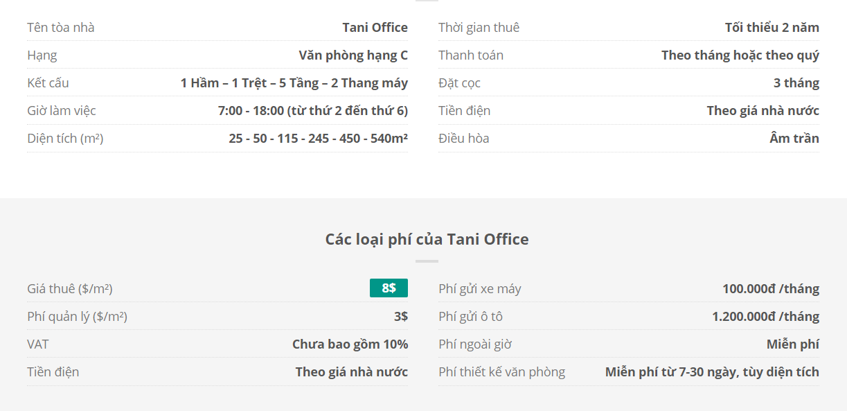 Danh sách khách thuê văn phòng tại tòa nhà Tani Office, Lê Trọng Tấn, Quận Tân Phú