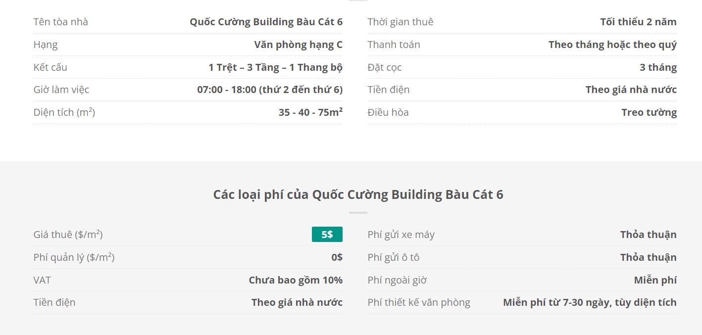 Danh sách khách thuê văn phòng tại Tòa nhà Quốc Cường Building Bàu Cát 6, Quận Tân Bình