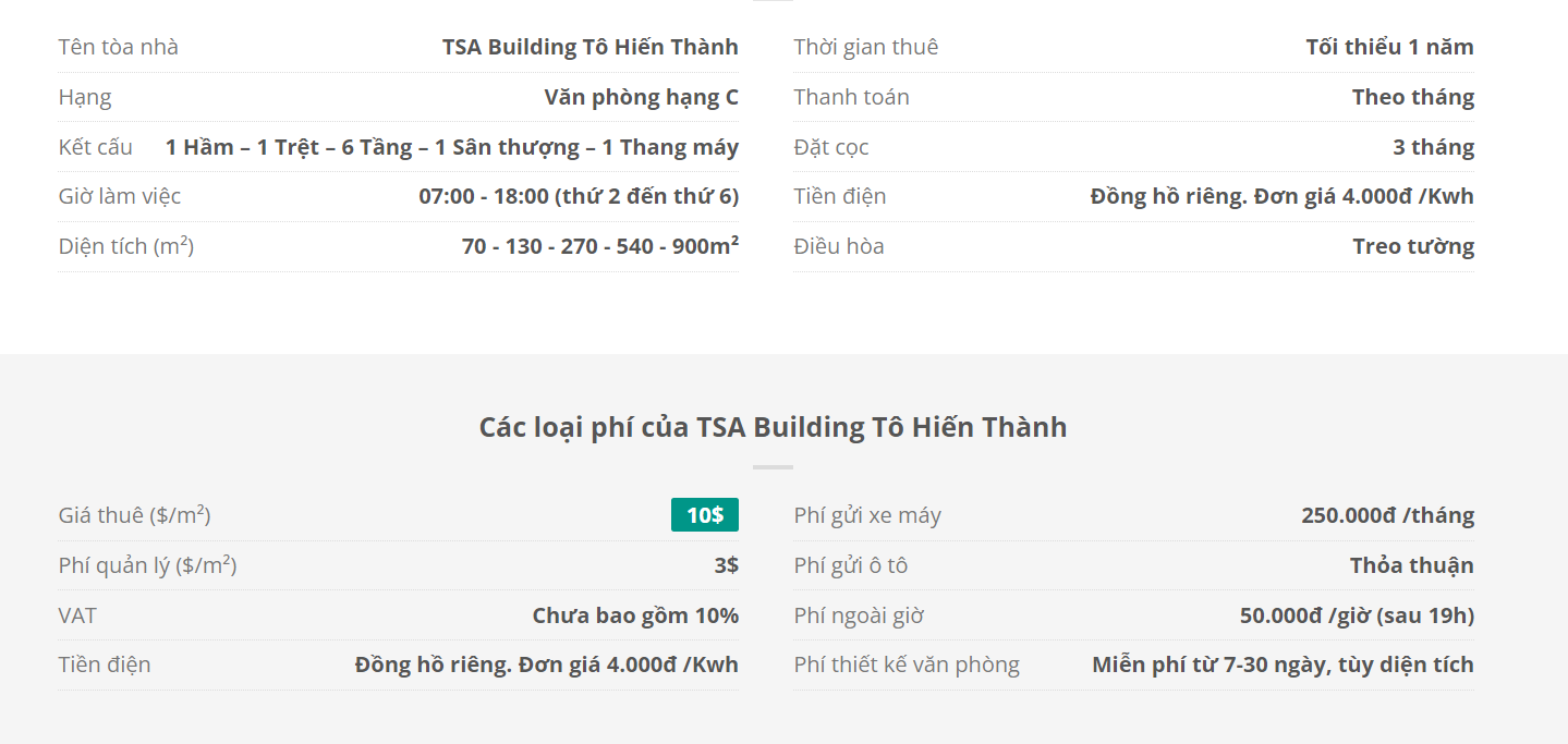 Danh sách khách thuê văn phòng tại tòa nhà TSA Building Tô Hiến Thành, Quận 10