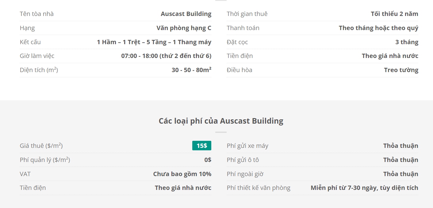 Danh sách khách thuê văn phòng tại tòa nhà Auscast Building, Nguyễn Sơn Hà, Quận 3