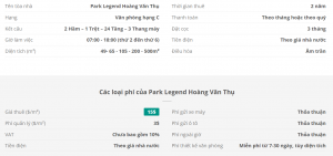 Danh sách khách thuê văn phòng tại tòa nhà Park Legend Hoàng Văn Thụ, Quận Tân Bình
