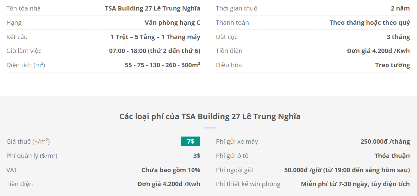 Danh sách khách thuê văn phòng tại tòa nhà TSA Building 27 Lê Trung Nghĩa, Quận Tân Bình