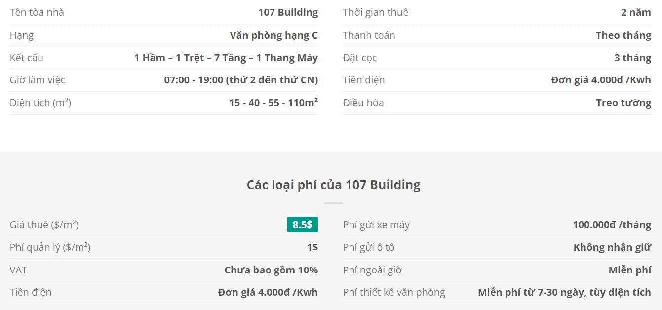 Danh sách khách thuê văn phòng tại tòa nhà 107 Building, Xuân Hồng, Quận Tân Bình